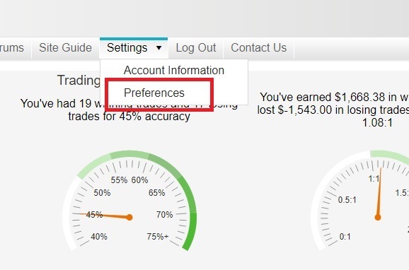 Trade Journal Preferences