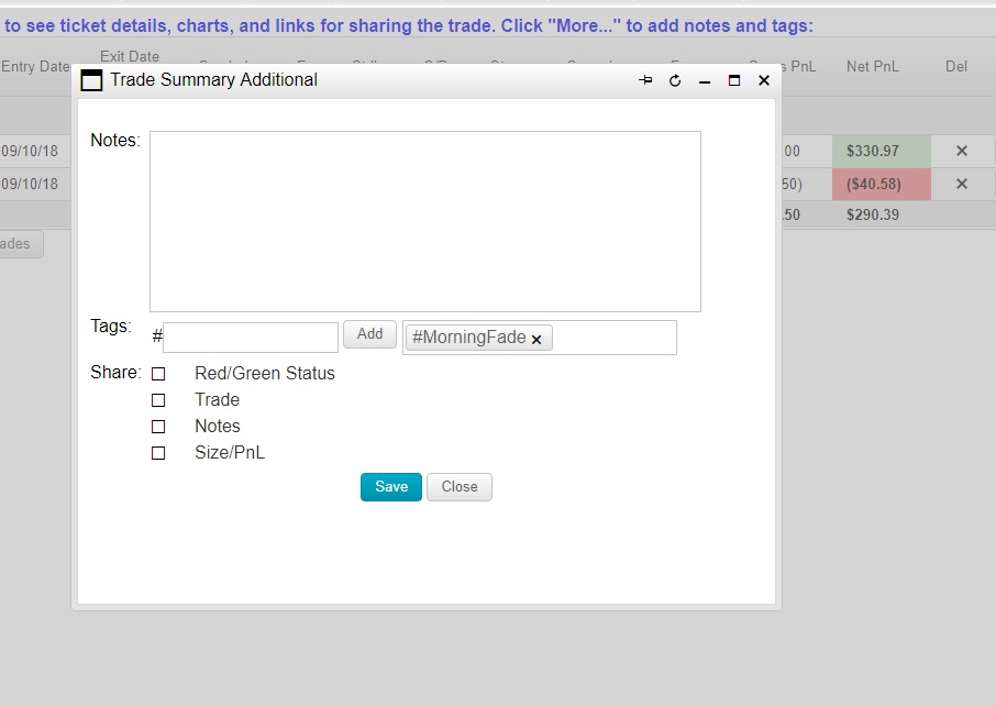 Tag your Trades - Save your tag
