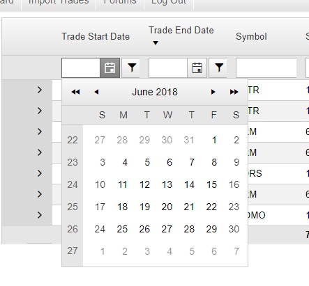 Trades Start Date Filter